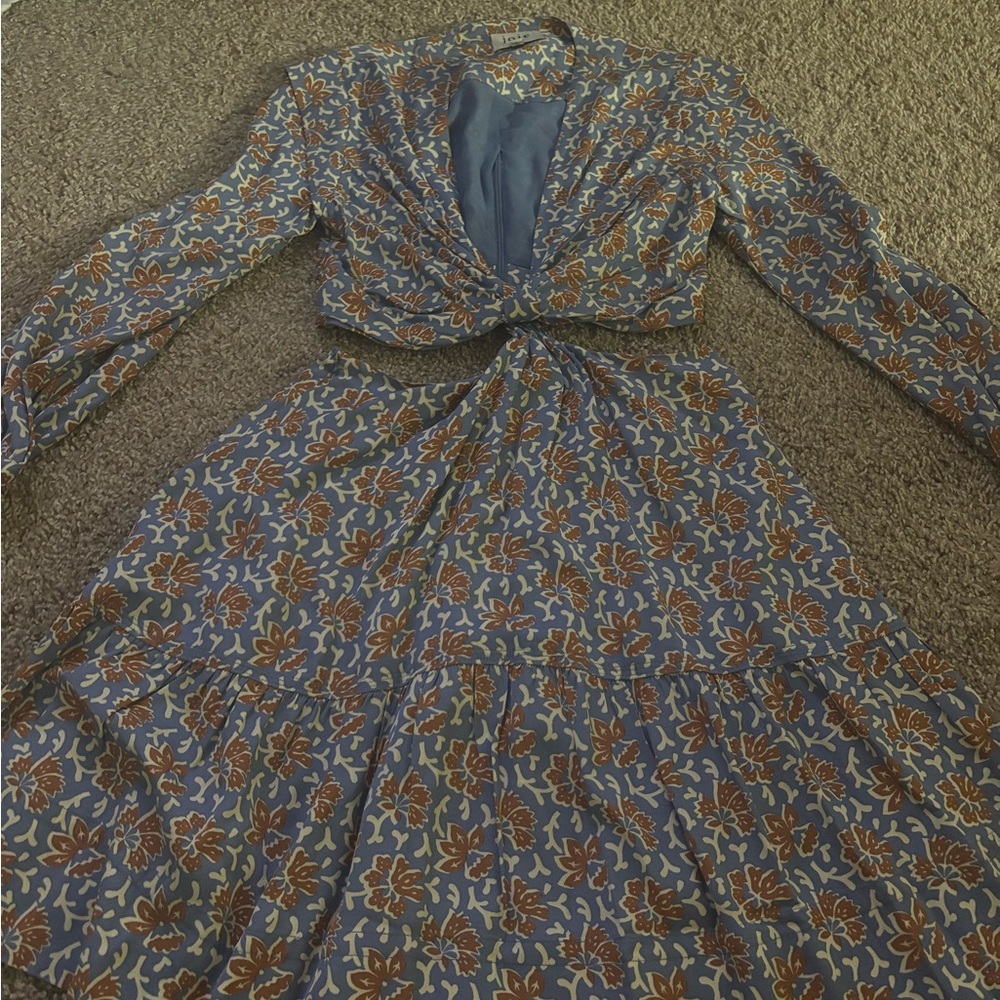 Joie Womens Maeve Dress in Country Blue Floral Cutout - Picture 7 of 8